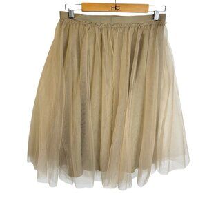 Space 46 Adrian Gold Coffee Tulle Skirt Sz L Fairycore Soft Girl Midi Whimsical